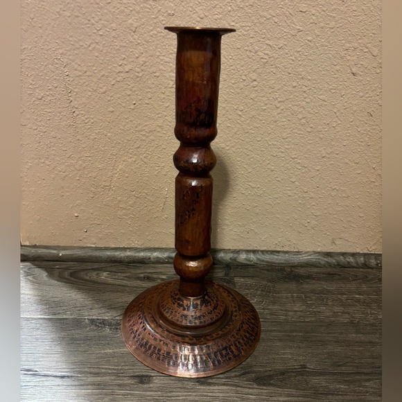 Hammered Copper Candlestick Holder Decor - Picture 2 of 7